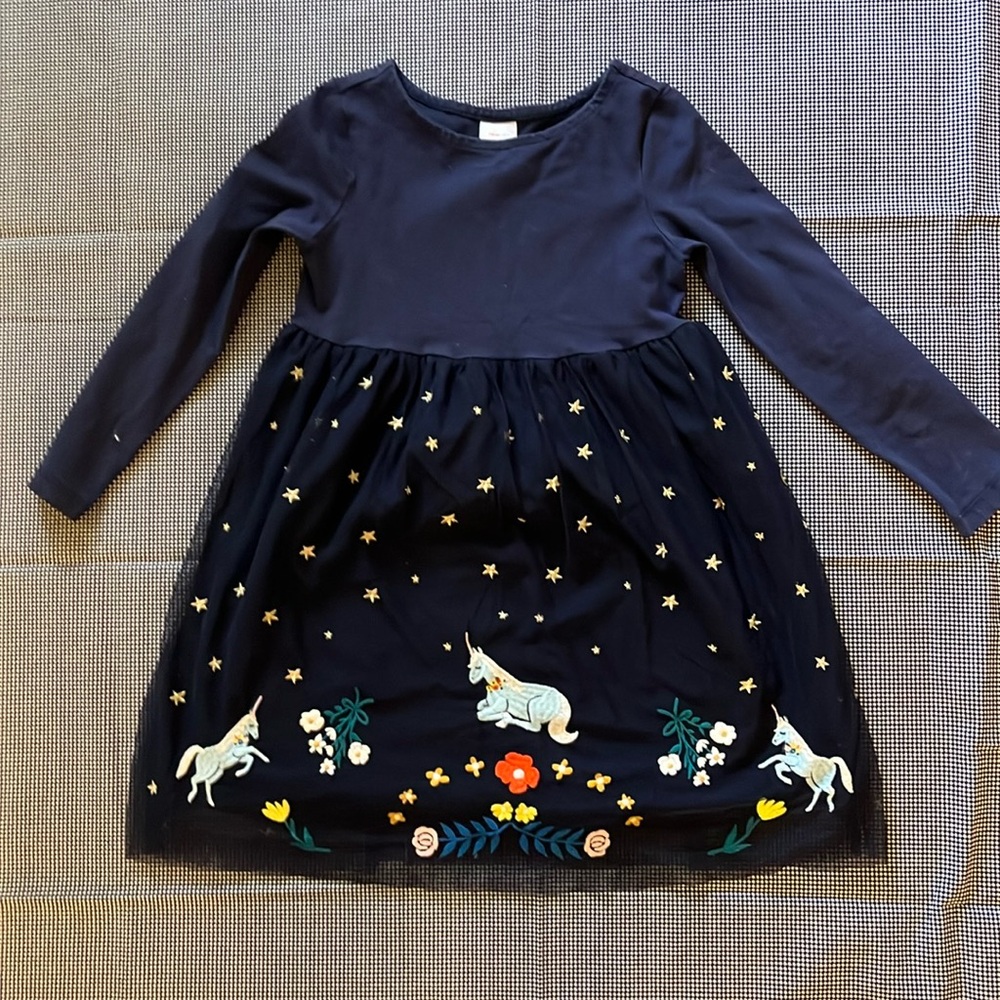 Hanna andersson tulle dress with unicorn embroidery